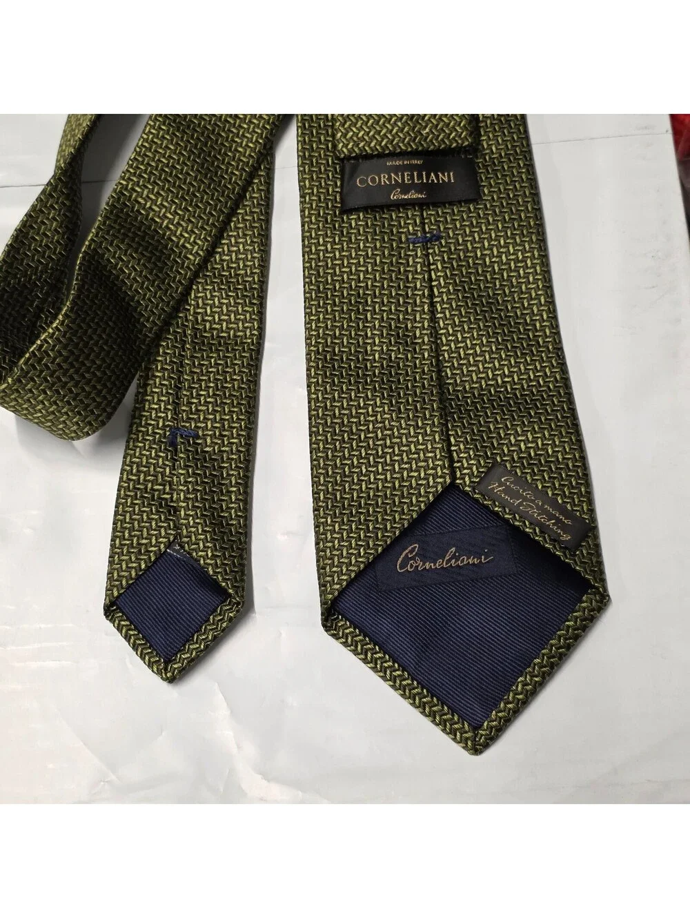 Corneliani Mens Neck tie Green Knit Silk Necktie Grenadine Long 60x3.3/4